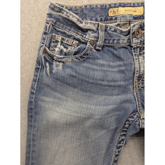 BKE Culture Jeans Womens 30x33.5 Distressed Bootcut Contrast Stitching Pockets - Picture 2 of 16